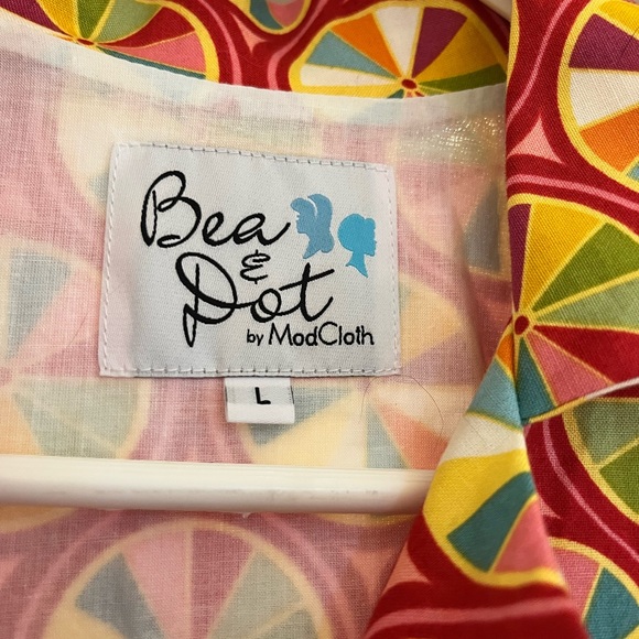 Modcloth Red and Yellow Geometric Midi Dress - Picture 2 of 3